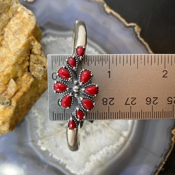 Carolyn Pollack Southwestern Style Sterling Red Jasper Cluster Women's Bracelet - Picture 10 of 10
